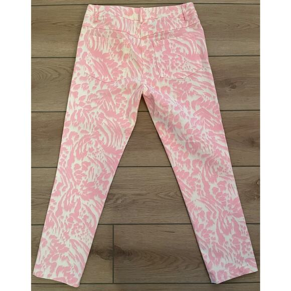 Elliott Lauren Pink And White Leopard Print Cropped Stretch Jeans Size 2 - Picture 5 of 15